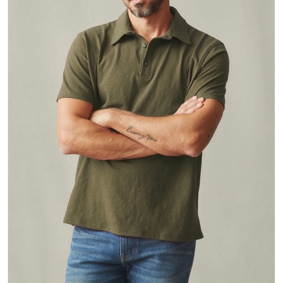 American Giant Other - American Giant Mens Olive Green Premium Slub Cotton Polo Shirt L Large New NWOT